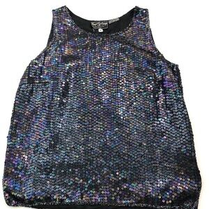 Royal Feelings Vintage Sequin Sleeveless Top with Silk Lining